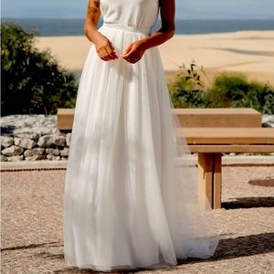 Custom Tulle Skirt - Full Length Designer Wedding Dress Floaty Beach Satin - New